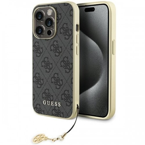 Guess GUHCP15LGF4GGR iPhone 15 Pro 6.1" szary|grey hardcase 4G Charms Collection image 1