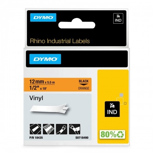 Laminated Tape for Labelling Machines Dymo 18435 Orange/Black image 1