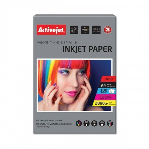 Matte Photographic Paper Activejet AP4-125M100 A4 100 Sheets 21 x 29,7 cm image 1