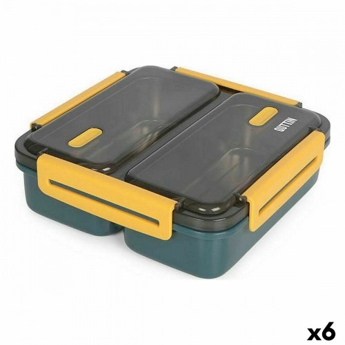 Герметичная коробочка для завтрака ThermoSport Двойное Сталь Пластик 19,8 x 19,8 x 6,3 cm (6 штук) image 1