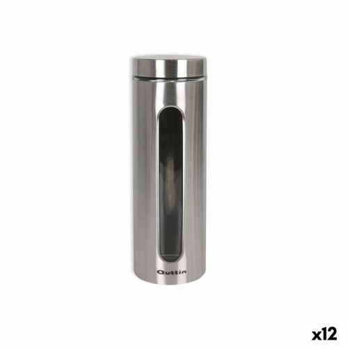 Jar Quttin Transparent Silver Glass Steel 2,2 L 10 x 10 x 30,5 cm (12 Units) image 1