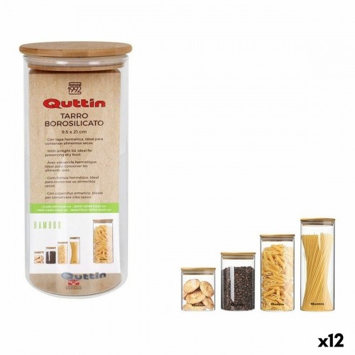 яс Quttin Bamboo Боросиликатное стекло Силикон 1,25 L 10,2 x 22,8 cm (12 штук) (9,5 x 21 cm) image 1