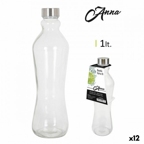 Glass Bottle Anna 1 L Metal cap Metal Glass (12 Units) image 1