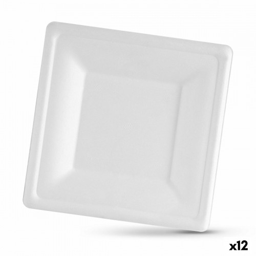 Plāksņu komplekts Algon Vienreizējas lietošanas Balts Cukurniedre Kvadrāta 20 cm (12 gb.) image 1