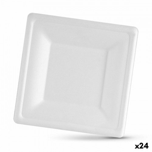 Plāksņu komplekts Algon Vienreizējas lietošanas Balts Cukurniedre Kvadrāta 20 cm (24 gb.) image 1
