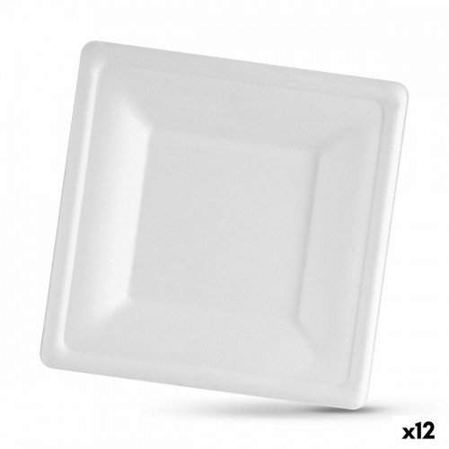 Набор посуды Algon Одноразовые Белый Сахарный тростник Квадратный 16 cm (12 штук) image 1