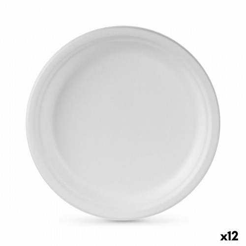 Plāksņu komplekts Algon Vienreizējas lietošanas Balts Cukurniedre 25 cm (12 gb.) image 1