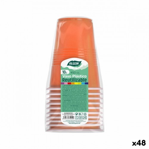 Vairākkārt lietojamu glāžu komplekts Algon Oranžs 48 gb. 450 ml (10 Daudzums) image 1