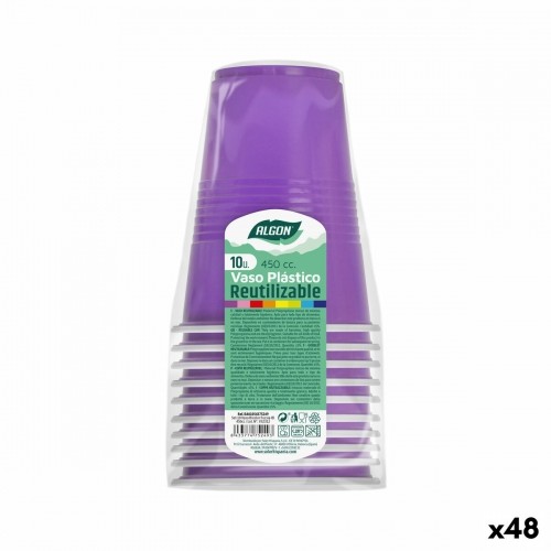 Набор многоразовых чашек Algon Фуксия 48 штук 450 ml (10 Предметы) image 1