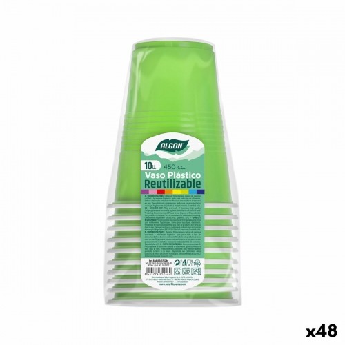 Набор многоразовых чашек Algon Зеленый 48 штук 450 ml (10 Предметы) image 1