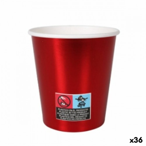 Set of glasses Algon Cardboard Disposable Red 36 Units 200 ml (10 Pieces) image 1