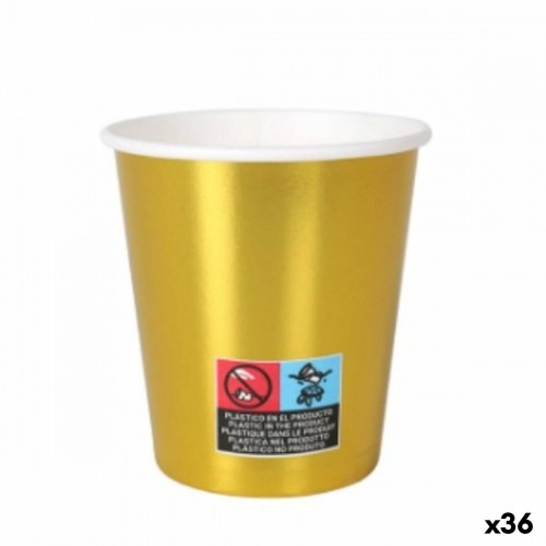 Set of glasses Algon Cardboard Disposable Golden 36 Units 200 ml (10 Pieces) image 1