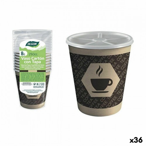 Set of glasses Algon Cardboard Coffee 8 Pieces 250 ml (36 Units) image 1