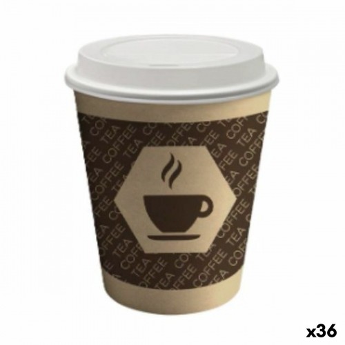 Стакан с крышкой Algon Картон Одноразовые Кафе 36 штук (10 Предметы) image 1