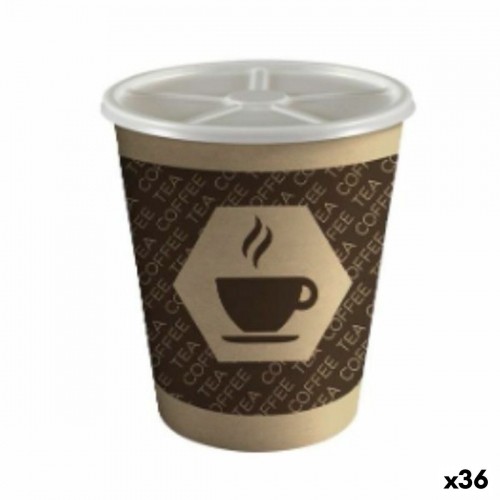 Glass with Lid Algon Cardboard Disposable Coffee 36 Units (12 Pieces) image 1