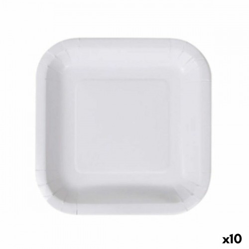 Plate set Algon Disposable White Cardboard 20 cm (10 Units) image 1