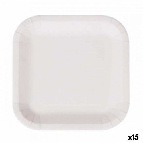 Plate set Algon Disposable White Cardboard Squared 26 cm (15 Units) image 1