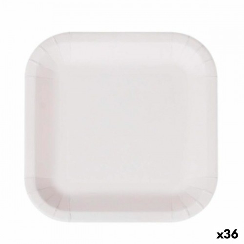 Plate set Algon Disposable White Cardboard Squared 26 cm (36 Units) image 1