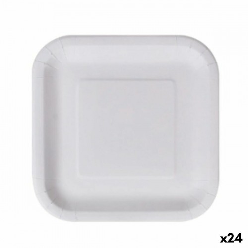 Plate set Algon Disposable White Cardboard Squared 23 cm (24 Units) image 1