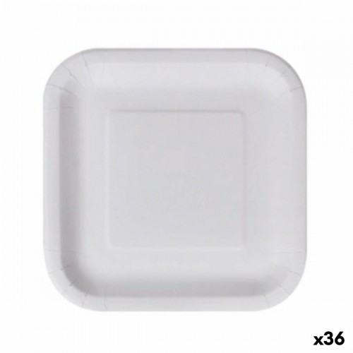 Plate set Algon Disposable White Cardboard Squared 23 cm (36 Units) image 1