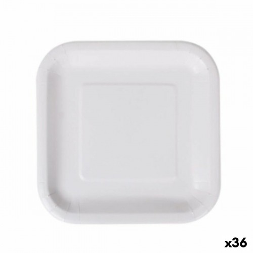 Plate set Algon Disposable White Cardboard Squared 20 cm (36 Units) image 1