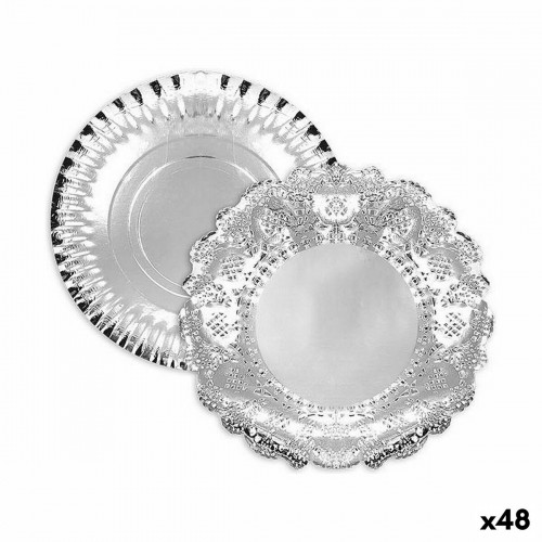 Snack tray Algon Silver Circular 23 x 23 x 1,5 cm (48 Units) image 1