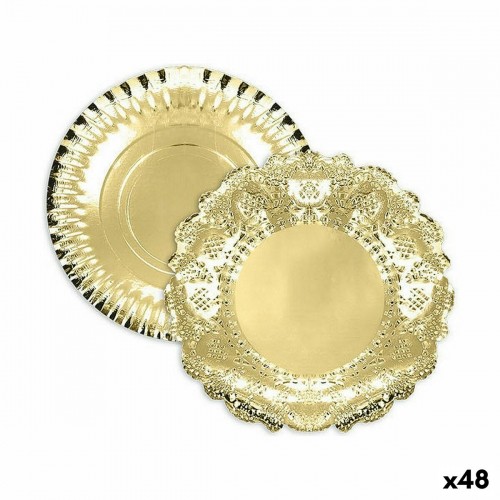 Snack tray Algon Golden Circular 23 x 23 x 1,5 cm (48 Units) image 1