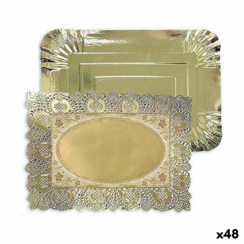 Snack tray Algon Golden Rectangular 23 x 29,5 x 1 cm (48 Units) image 1
