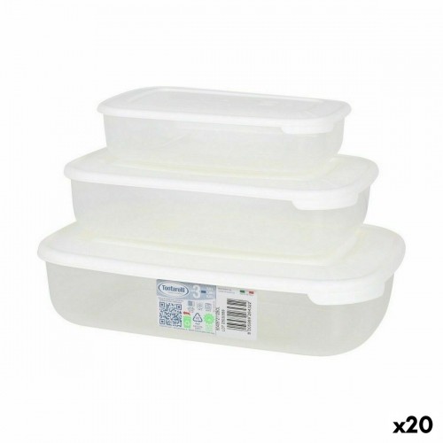 Set of 3 lunch boxes Tontarelli Family White Rectangular 29,6 x 19,8 x 7,7 cm (20 Units) image 1