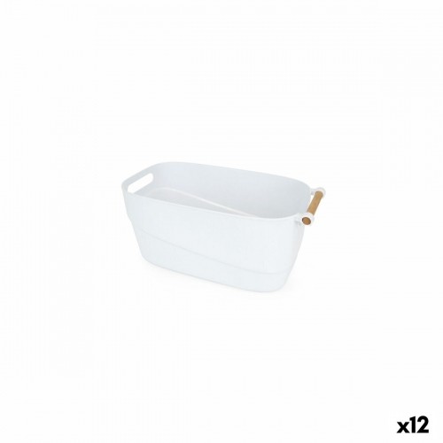 Multi-purpose basket Confortime White Wood Plastic 27 x 14,5 x 12 cm With handles (12 Units) image 1