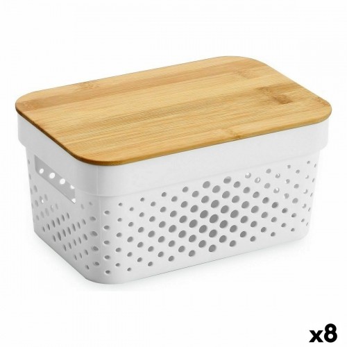 Multi-use Box Confortime White Brown Bamboo Plastic 26,2 x 17,5 x 12,5 cm (8 Units) image 1