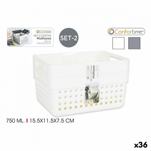 Multi-purpose basket Confortime 144943 15,5 x 11,5 x 7,5 cm (2 Pieces) (36 Units) (15,5 x 11,5 x 7,5 cm) image 1