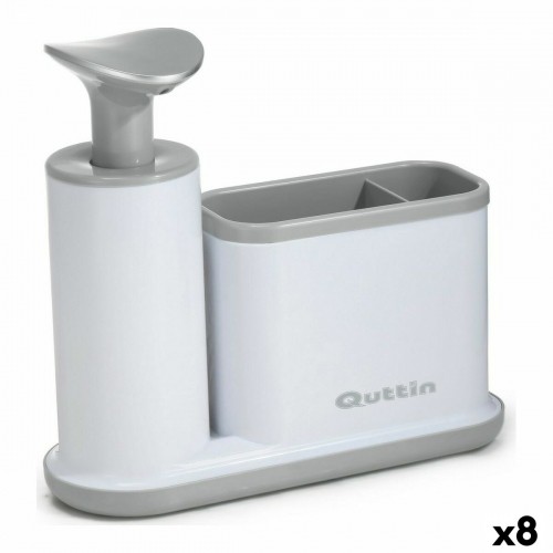 2-in-1 Soap Dispenser for the Kitchen Sink Quttin White Grey 21,5 x 8 x 20 cm (8 Units) image 1
