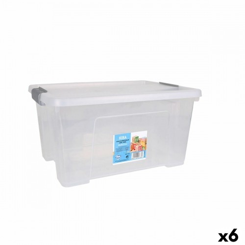 Storage Box with Lid Dem Kira Plastic Transparent 20 L 40 x 28 x 26 cm (6 Units) image 1