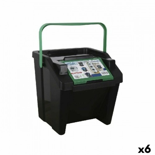 Recycling Waste Bin Tontarelli Moda Stackable 28 L Green (6 Units) image 1