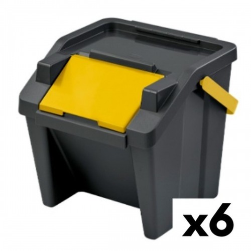 Recycling Waste Bin Tontarelli Moda Stackable 28 L Yellow (6 Units) image 1