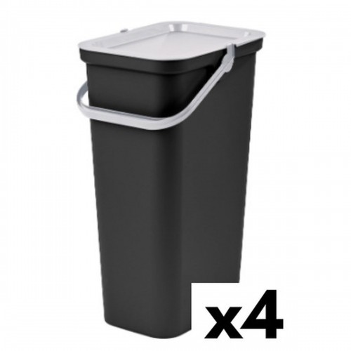 Recycling Waste Bin Tontarelli Moda 38 L White Black (4 Units) image 1