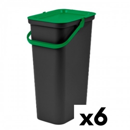 Мусорное ведро для сортировки Tontarelli Moda 24 L Чёрный Зеленый (6 штук) image 1