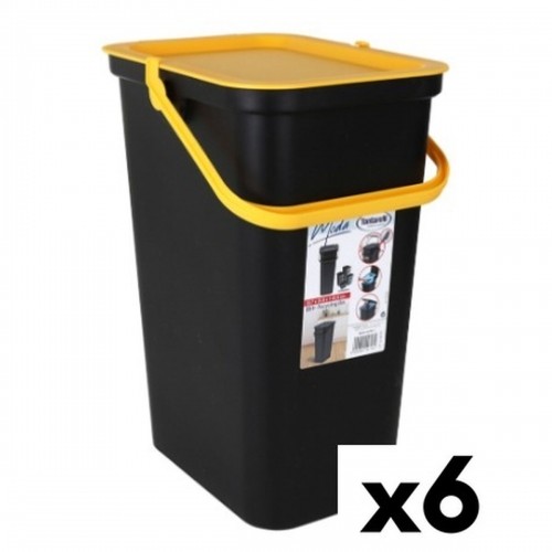 Recycling Waste Bin Tontarelli Moda 24 L Yellow Black (6 Units) image 1