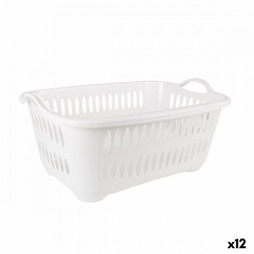 Laundry basket Tontarelli Cover line With handles Plastic White 62,5 x 44,5 x 27,5 cm (12 Units) image 1