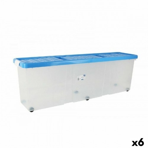 Контейнер для хранения с крышкой Tontarelli Колесики Прозрачный Пластик Синий 120 x 30 x 39 cm (6 штук) image 1