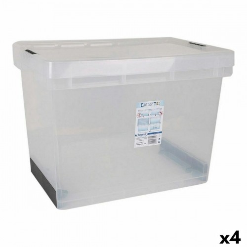 Storage Box with Lid Evolution Transparent 57 x 39 x 41 cm (4 Units) (60 x 40 x 40 cm) image 1