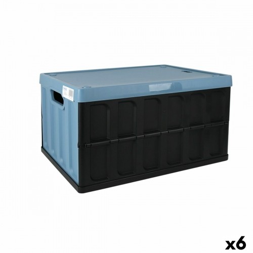 Folding box Tontarelli Plastic 62 L Blue Black Board 59,5 x 39 x 31,5 cm (6 Units) image 1
