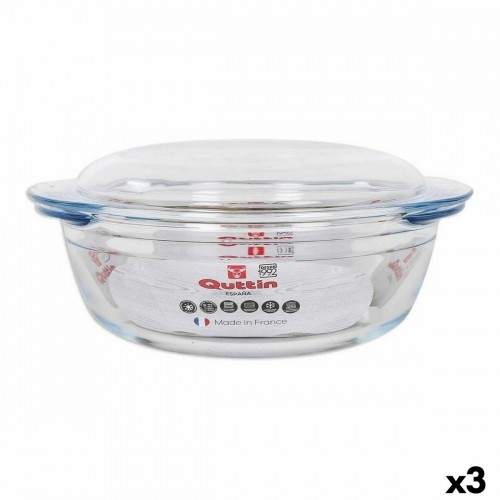Casserole with lid Quttin Glass 2,2 + 0,8 L (3 Units) image 1