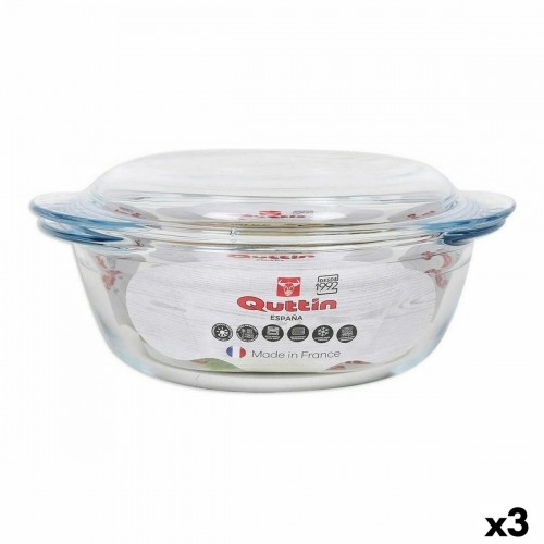 Casserole with lid Quttin Glass 1,6 + 0,5 L (3 Units) image 1