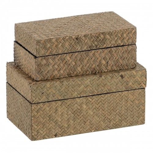 Bigbuy Home Набор декоративных ящичков Бежевый DMF 25 x 15 x 12 cm (2 штук) image 1