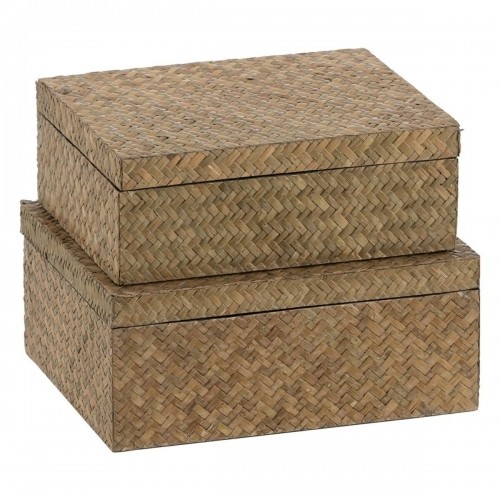 Set of decorative boxes Beige DMF 24 x 19 x 10 cm (2 Units) image 1