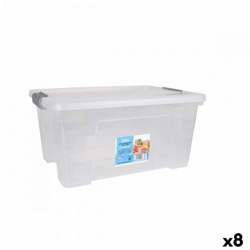 Storage Box with Lid Dem Kira Plastic Transparent 15 L 40 x 28 x 19 cm (8 Units) image 1