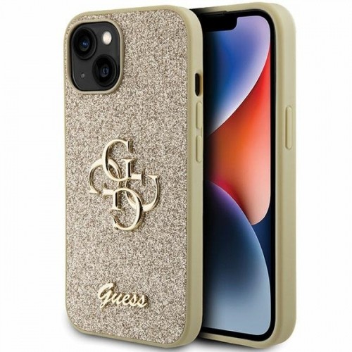 Guess GUHCP15SHG4SGD iPhone 15 6.1" złoty|gold hardcase Glitter Script Big 4G image 1