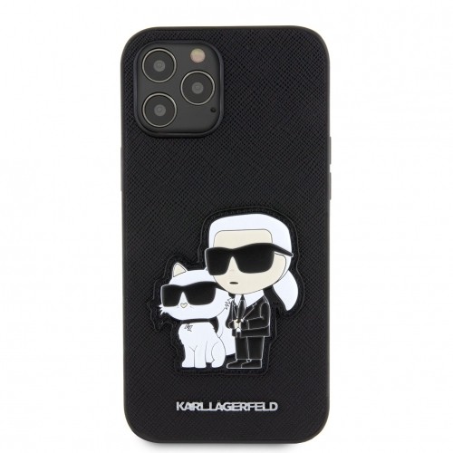 Karl Lagerfeld PU Saffiano Karl and Choupette NFT Case for iPhone 12 Pro Max Black image 1